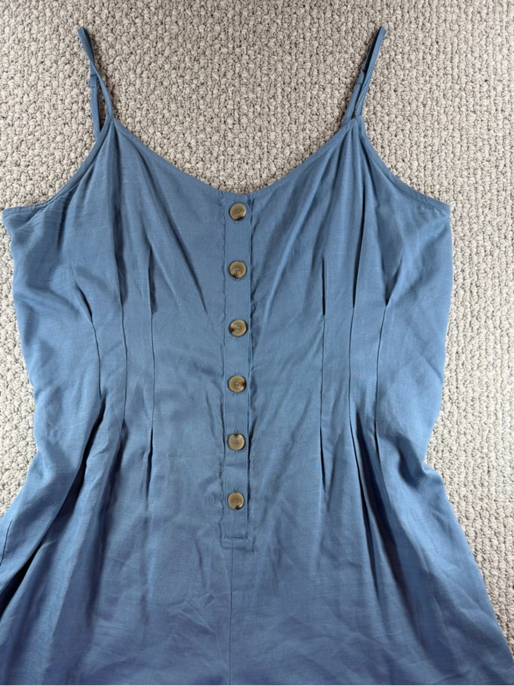 LOFT Beach Blue Button-Front Camisole Romper Women size L - Picture 3 of 7